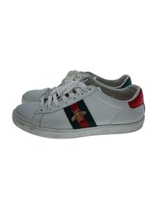 GUCCI◆擦れ/汚れ有/ビー/ローカットスニーカー/36.5/WHT/レザー/431942