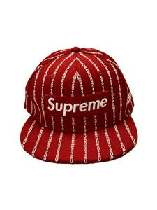 Supreme◆Text Stripe New Era Cap/キャップ/7 5/8/ウール/RED/総柄/メンズ