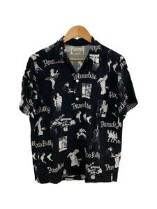 WACKO MARIA◆ROCKABILLY/HAWAIIAN/半袖シャツ/M/レーヨン/BLK