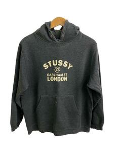 STUSSY◆パーカー/フーディー/紺タグ/ロゴ/グレー/90s/M