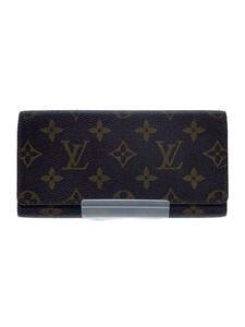 LOUIS VUITTON◆ポルト・円_モノグラム・キャンバス_BRW/長財布/レザー/ブラウン/メンズ/M61820