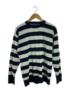 TOMMY HILFIGER◆セーター(厚手)/L/コットン/WHT/ボーダー/85463113/ケーブル編み