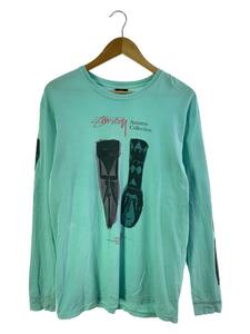 STUSSY◆長袖Tシャツ/M/コットン/グリーン