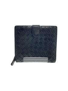 BOTTEGA VENETA◆2つ折り財布/レザー/BLK/メンズ