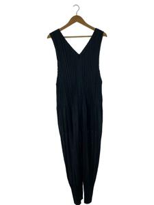 PLEATS PLEASE ISSEY MIYAKE◆FLUFFY BASICS JUMPSUIT/右裾ヨゴレ有/オールインワン/4/BLK/PP55-JI404