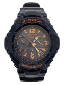 CASIO◆ソーラー腕時計・G-SHOCK/アナログ/ラバー/BLK/BLK/SS