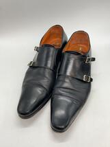 Santoni◆ダブルモンク/ドレスシューズ/UK8/ブラック/レザー/10053/状態考慮_画像2