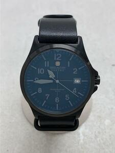 SWISS MILITARY WATCH◆クォーツ腕時計/アナログ/レザー/ブラック/6-4245