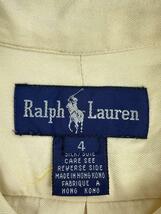 RALPH LAUREN◆90s/裾ポニー/ボタンダウン/長袖シャツ/4/シルク100％/CRM/シミ有_画像3