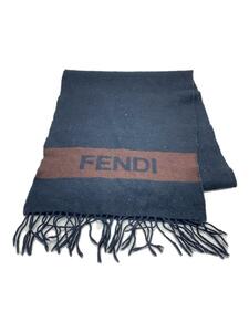 FENDI◆使用感有/マフラー/ウール/BLK/メンズ