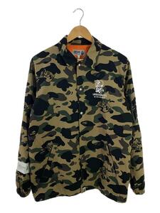 URSUS BAPE◆URSUS CAMO COACH JACKET/アーサスカモコーチジャケット/L/コットン/カーキ/カモフラ