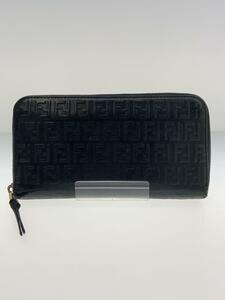 FENDI◆長財布/レザー/BLK/総柄/メンズ/ズッキーノ/型押し