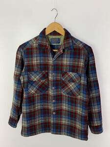 PENDLETON◆80s/USA/オープンカラー長袖シャツ/S/ウール/BRD/チェック