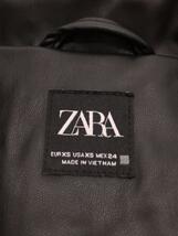 ZARA◆ザラ/ジャケット/XS/フェイクレザー/ブラック/黒/中綿/フーディ_画像3