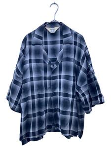 SUNSEA◆SHADOW CHECK FRIED SHRIMP SHIRT/半袖シャツ/3/レーヨン/BLK/19S16