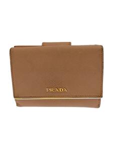 PRADA◆3つ折り財布/レザー/PNK/無地/レディース