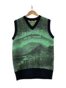 PACCBET◆ニットベスト(薄手)/SKAZKA SLEEVELESS KNIT/L/ウール/GRN/総柄