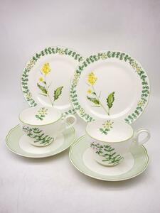 Noritake◆未使用/ノリタケ/イングリッシュハーブ/ティータイムペアセット/カップ&ソーサー×2・プレート×2