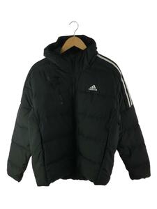 adidas◆エッセンシャルズ ミッドウェイト ダウン フード付きジャケット/XO/ポリエステル/BLK/GT9141