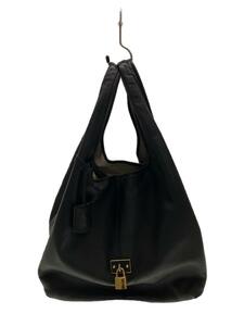 LOEWE◆ハンドバッグ/レザー/BLK/無地