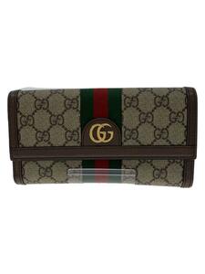 GUCCI◆長財布/レザー/BRW/総柄/レディース/523153・525040