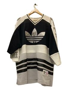 adidas◆Tシャツ/L/ポリエステル/黒/AA-4320/90s/デサント社製/ホッケーシャツ/トレーニングシャツ