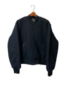 STUSSY◆SPORT MELTON VARSITY JACKET/スタジャン/M/ウール/BLK/115736