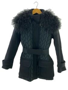 MONCLER* quilting × wool / switch / belt down jacket /0/ polyester /BLK/420934935220