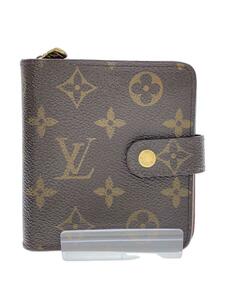 LOUIS VUITTON◆コンパクトジップ_モノグラム・キャンバス_BRW/PVC/BRW/レディース