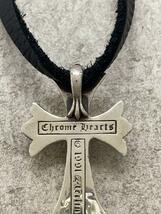 CHROME HEARTS◆CH CROSS/クロスペンダント/ネックレス/SILVER/レザー/シルバー/トップ有/メンズ_画像4