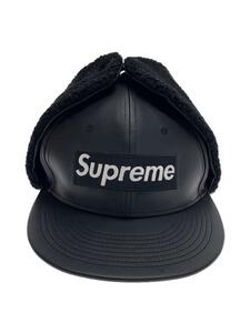 Supreme◆22aw/Leather Earflap Box Logo New Era Ca/7 1/4/レザー/BLK/メンズ