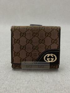 GUCCI◆2つ折り財布_GGキャンバス/カシミア/BRW/総柄/レディース