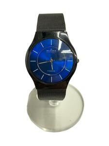 SKAGEN◆basic titanium/クォーツ腕時計/アナログ/ステンレス/BLU/BLK/T233XLTMN