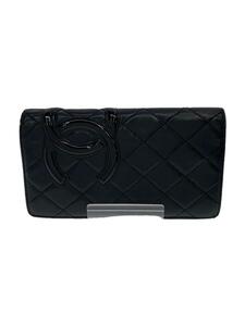 CHANEL◆長財布/レザー/BLK/レディース