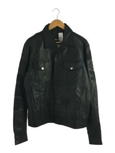 DIESEL◆レザーパッチ/レザージャケット・ブルゾン/XL/牛革/BLK