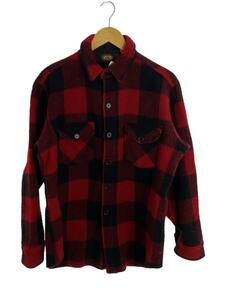 Woolrich◆ジャケット/L/ウール/RED/チェック/CPOジャケット/使用感有