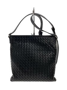 BOTTEGA VENETA◆イントレチャート/スクエアショルダーバッグ/レザー/BLK