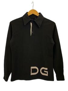 D&G◆長袖ポロシャツ/ロゴプリント/トップス/M/コットン/BLK/プリント