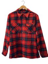 PENDLETON◆70s/長袖シャツ/M/ウール/RED/チェック_画像1