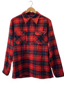 PENDLETON◆70s/長袖シャツ/M/ウール/RED/チェック