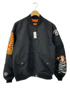 A BATHING APE◆フライトジャケット/L/ナイロン/BLK/無地/001LJD201008X/MA-1