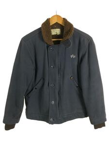 ALPHA INDUSTRIES◆NAVY DECK/contract876x30/デッキジャケット/S/コットン/NVY/無地