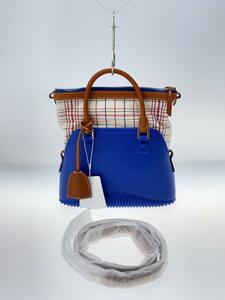 Maison Margiela◆ショルダーバッグ/5AC MINI BAG 2WAY/牛革/BLU/チェック/SB3WG0009