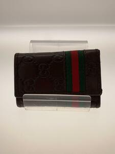 GUCCI◆138077/キーケース_ウェブ_グッチシマ/フェイクレザー/BRW/総柄/メンズ