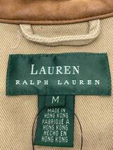 LAUREN RALPH LAUREN◆カバーオール/S/コットン/BEG/ジャケット/襟レザー/ショート丈/古着_画像4