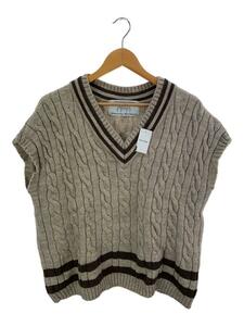 Oldderby Knitwear◆Vネックケーブルニットベスト/FREE/ウール/BRW