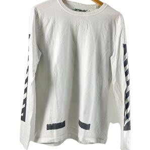 OFF-WHITE◆16AW/BRUSHED DIAGONALS L/S/長袖Tシャツ/M/コットン/WHT/プリントの画像1