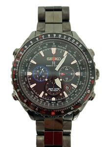 SEIKO* solar wristwatch / analogue / stainless steel / black /SS/8B92-0AM0