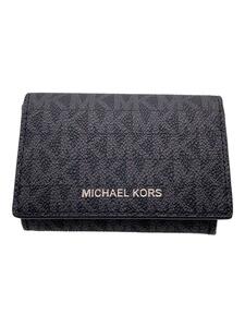 MICHAEL KORS◆マイケルコース/シグネチャー柄カードケース/PVC/ブラック/メンズ/36U9LGFD1B