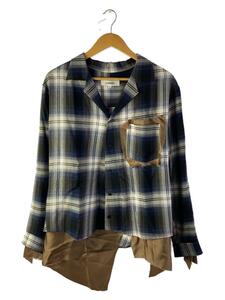 sulvam◆SHORT OPEN COLLAR SHIRTS/長袖シャツ/S/レーヨン/ブラック/チェック